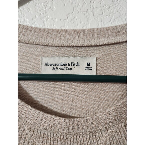 Abercrombie & Fitch Long Sleeve Top Womens M Moose Logo Beige Stretch Minimalist - Picture 5 of 8